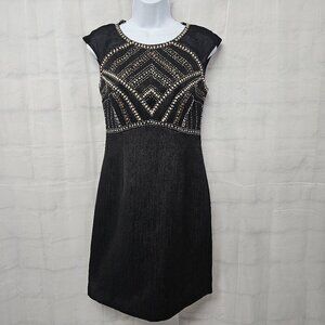 Phoebe Black Beaded Sequin Short Formal Cocktail Dress Size 4